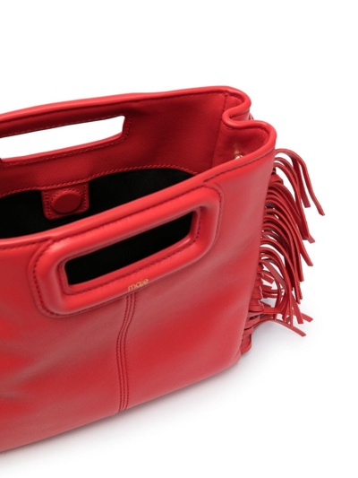 Shop Maje M Fringed Leather Bag In Red
