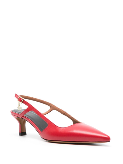 Shop Maje Leather Slingback Pumps In Red