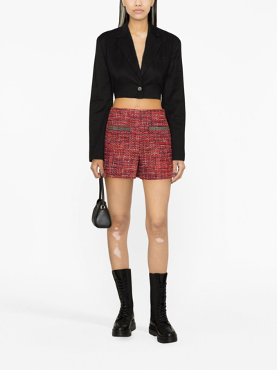 Shop Maje Chain-link Trim Tweed Shorts In Red