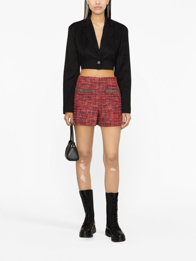 Maje Chain-link Trim Tweed Shorts In Red