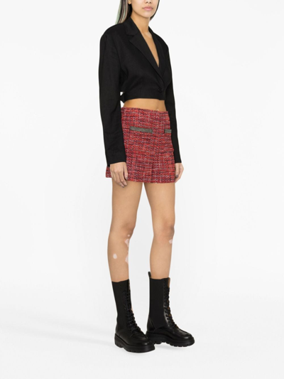 Shop Maje Chain-link Trim Tweed Shorts In Red