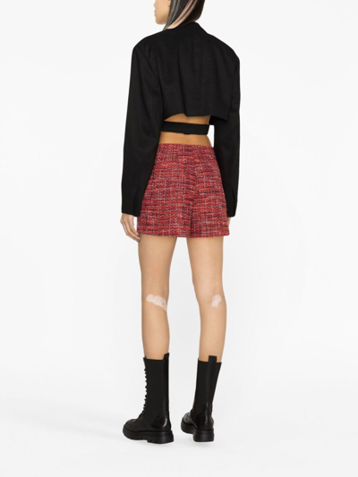 Shop Maje Chain-link Trim Tweed Shorts In Red