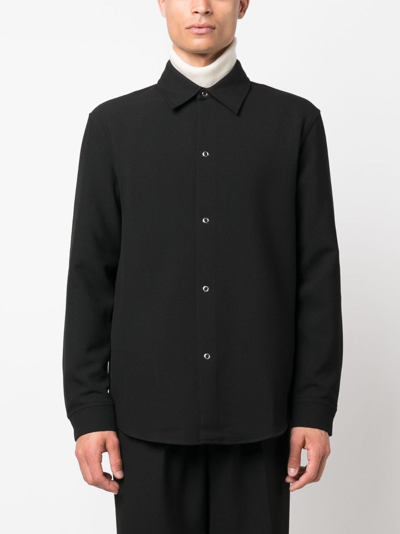 Shop Sandro Classic-collar Button-up Shirt In Black