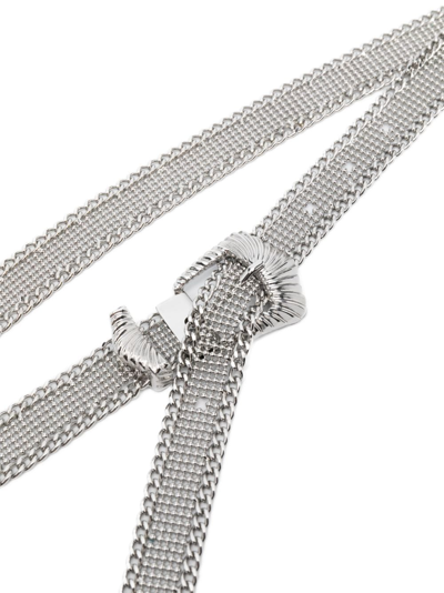 Shop Maje Chain-link Knit Belt In Silver