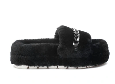 Shop J/slides Billie Shearling Slippers In Black