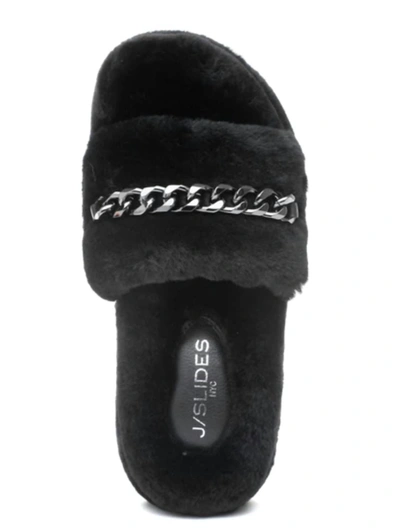 Shop J/slides Billie Shearling Slippers In Black