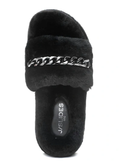 J/slides Billie Shearling Slippers In Black
