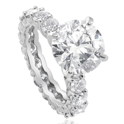 Pompeii3 Certified 7.02 Ct Diamond Eternity Engagement Ring G/vs1 14k White Gold In Silver