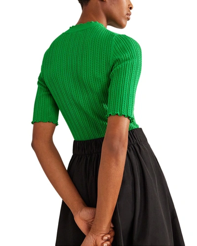 Shop Boden Ribbed Pointelle High Neck Top In Green