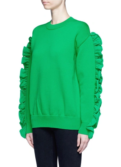 Shop Victoria Victoria Beckham Ruffle Sleeve Sweater