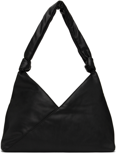 Shop Mm6 Maison Margiela Black Triangle Knotted Bag In T8013 Black