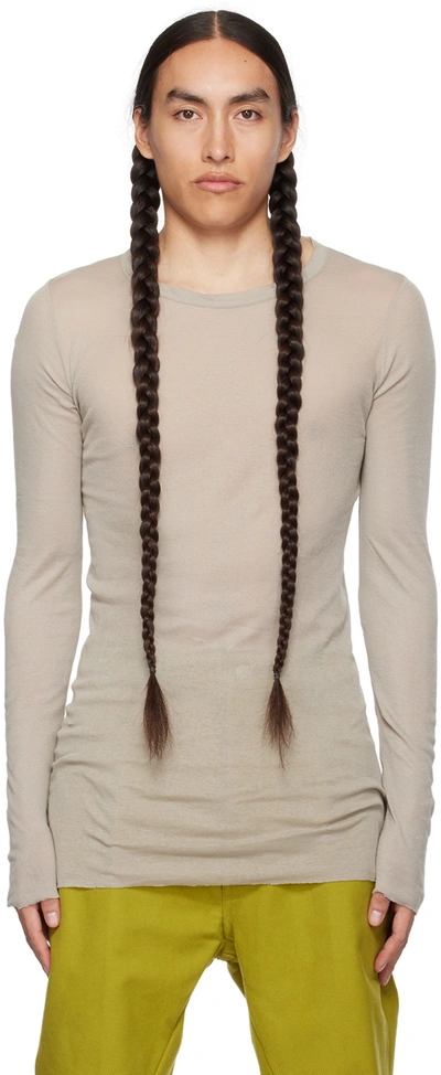 Shop Rick Owens Off-white Crewneck Long Sleeve T-shirt In 08 Pearl