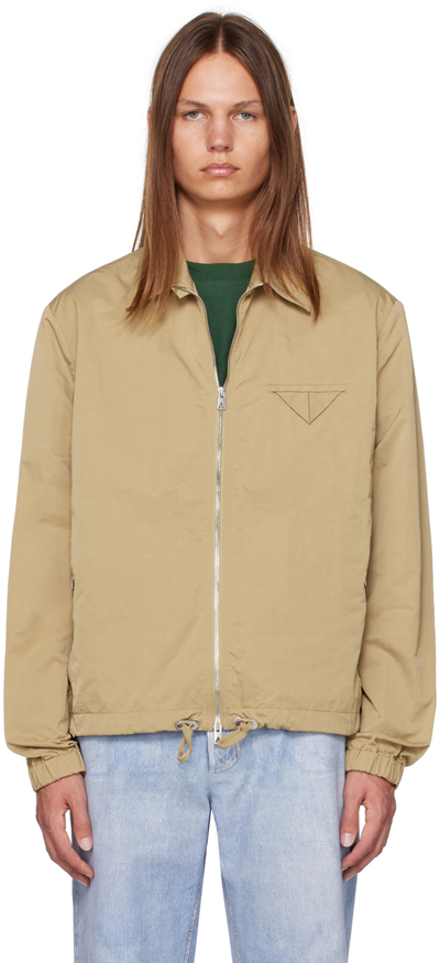 Shop Bottega Veneta Beige Triangle Jacket In 9640-sesame