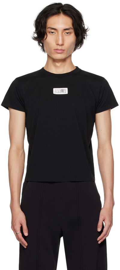 Shop Mm6 Maison Margiela Black Print T-shirt In 900 Black