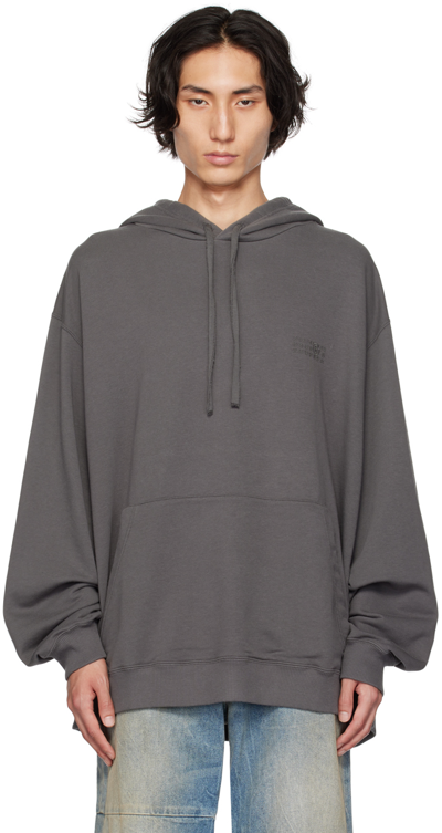 Shop Mm6 Maison Margiela Gray Embroidered Hoodie In 860 Washed Grey