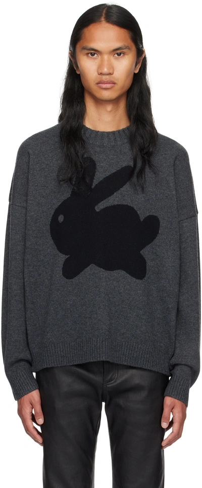 Shop Jw Anderson Gray Bunny Sweater In 972 Charcoal Melange