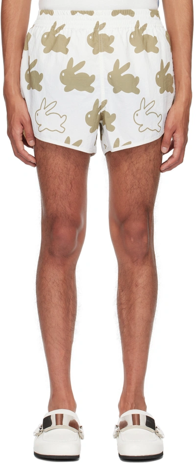 Jw Anderson Bunny-print Running Shorts In 041 White/ivory