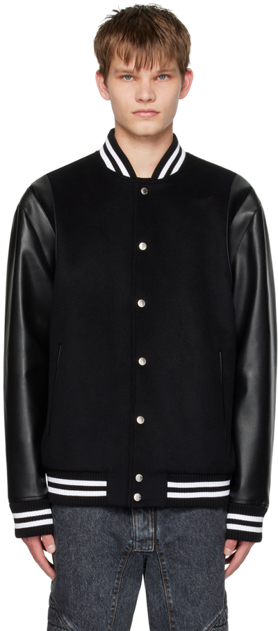 Shop Balmain Black Teddy Bomber Jacket In 0pa Noir