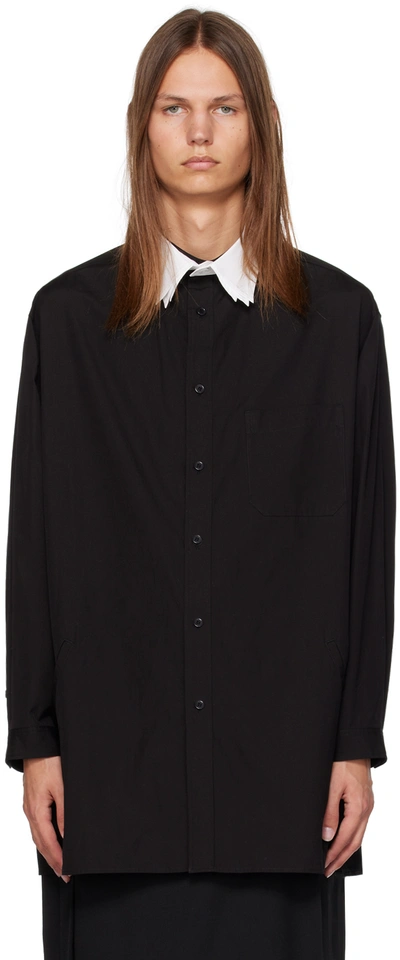 Shop Yohji Yamamoto Black Triple Collar Shirt In 2 Black
