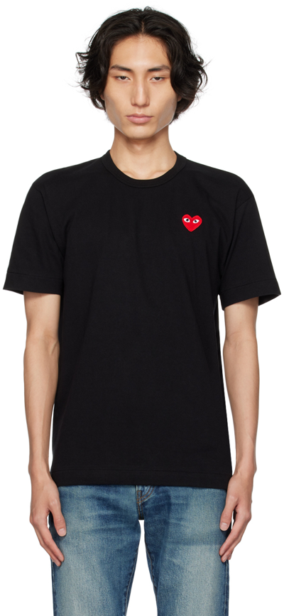 Shop Comme Des Garçons Play Black Heart Patch T-shirt In 1 Black