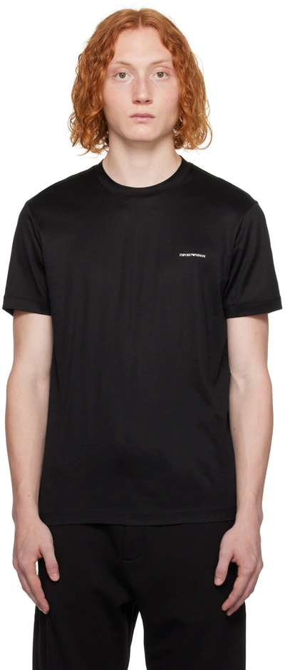 Shop Emporio Armani Black Printed T-shirt In Nero