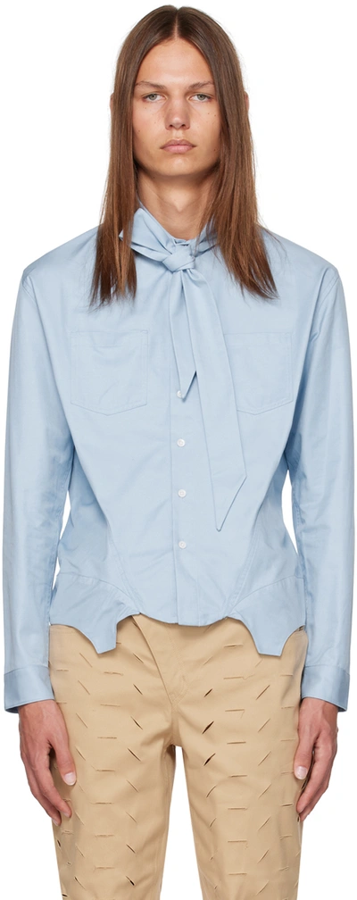 Shop Juntae Kim Blue Corset Shirt In Sky Blue