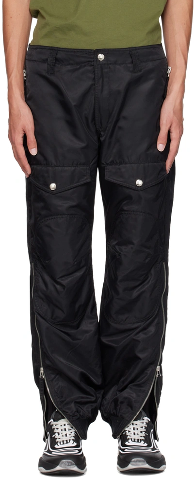 Shop Moschino Black Zip Vent Cargo Pants In A0555 Black