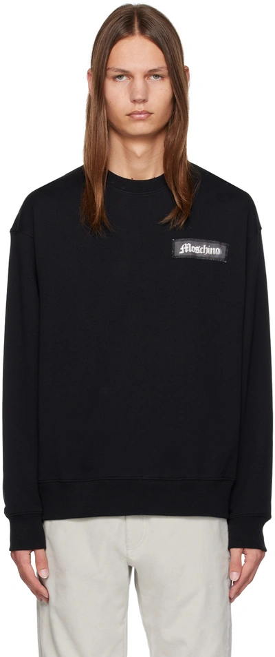 Shop Moschino Black Patch Sweatshirt