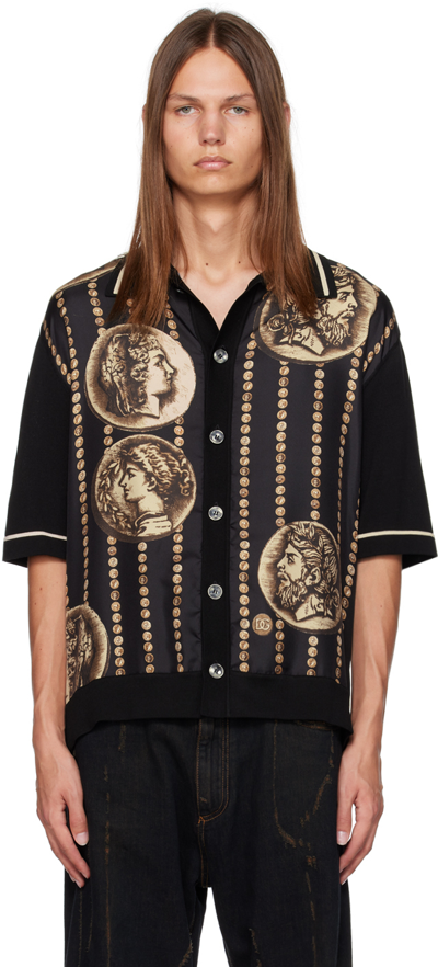 Shop Dolce & Gabbana Black Paneled Shirt In S9000 Variante Abbin