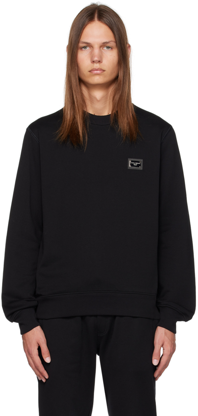 Shop Dolce & Gabbana Black Plaque Sweatshirt In N0000 Nero