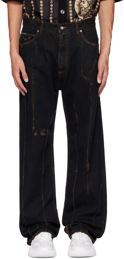 Shop Dolce & Gabbana Black Wide-leg Jeans In S9001 Variante Abbin