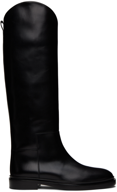 Shop Jil Sander Black Asymmetric Boots In 001 Black