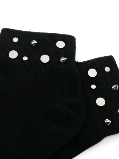 Shop Maje Studded Cotton-blend Socks In Black