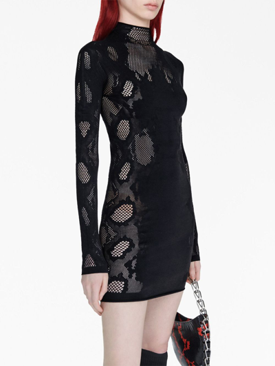 Shop Dion Lee Cobra Semi-sheer Lace Minidress In Black