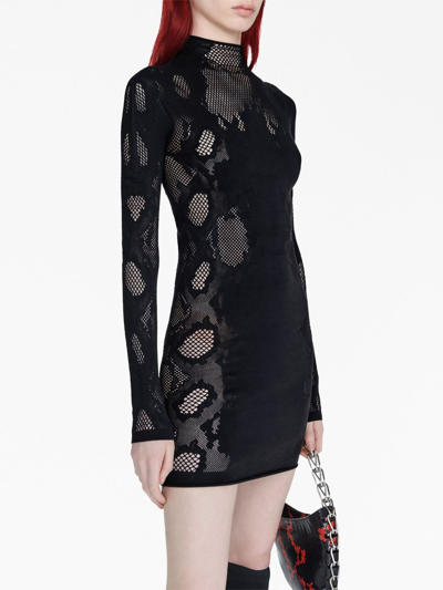 Dion Lee Mockneck Lace Minidress In Black