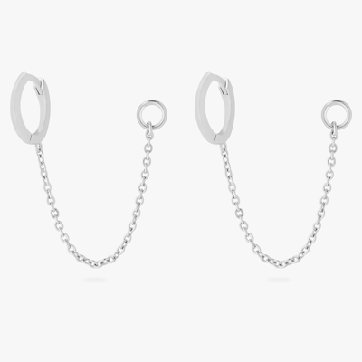 Shop Studs Small Slim Chain Huggie In Silver