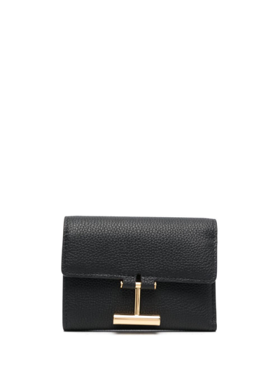 Shop Tom Ford Tara Leather Wallet In Black