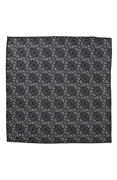 Cufflinks, Inc Mickey Mouse Damask Silk Pocket Square In Gray
