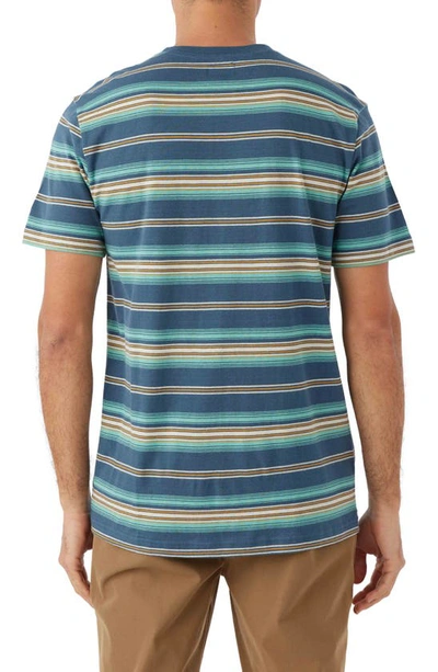 Shop O'neill Smasher Stripe Cotton Pocket T-shirt In Storm Blue