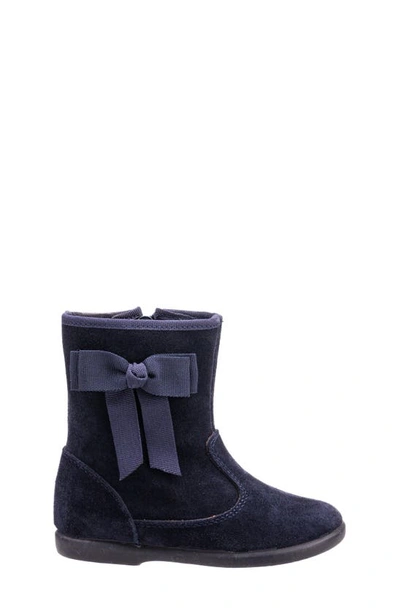 Shop Elephantito Bow Boot In Suede Navy