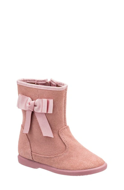 Shop Elephantito Bow Boot In Suede Pink