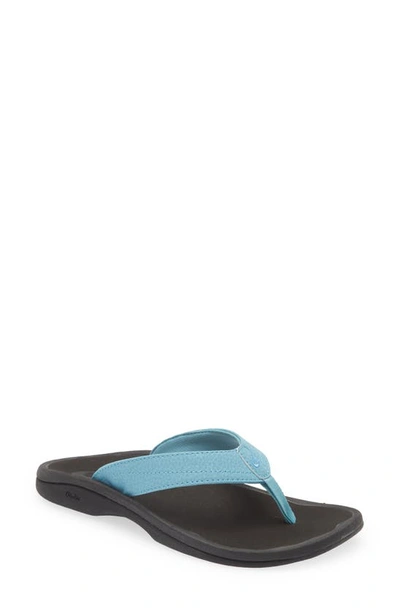 Shop Olukai Ohana Flip Flop In Blue Mist / Black