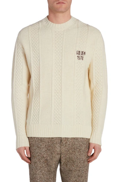 Shop Golden Goose Journey Embroidered Wool Sweater In Lambs Wool/ Sassfrass