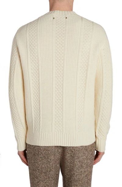 Shop Golden Goose Journey Embroidered Wool Sweater In Lambs Wool/ Sassfrass