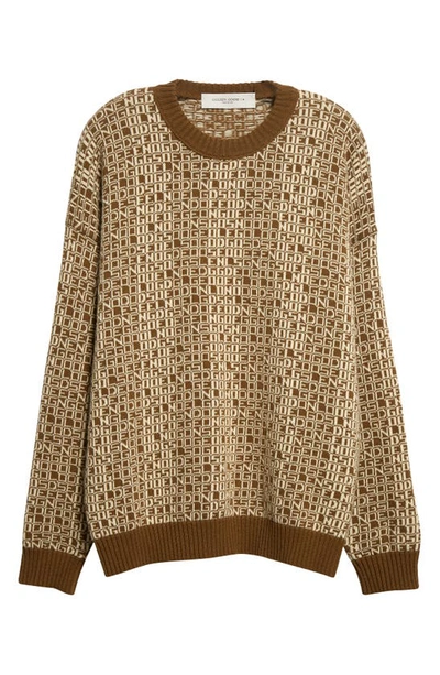 Shop Golden Goose Journey Logo Boxy Wool & Cashmere Sweater In Tapenade/ Lambs Wool