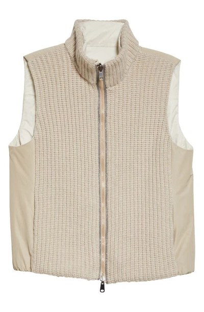 Shop Brunello Cucinelli Reversible Rib Cashmere Vest In Ctd04 Feather