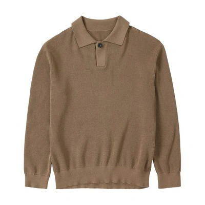 Shop Closed Long-sleeved Polo Shirt In Brown_sugar