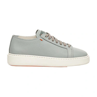 Shop Santoni Tumbled Leather Sneakers In G20