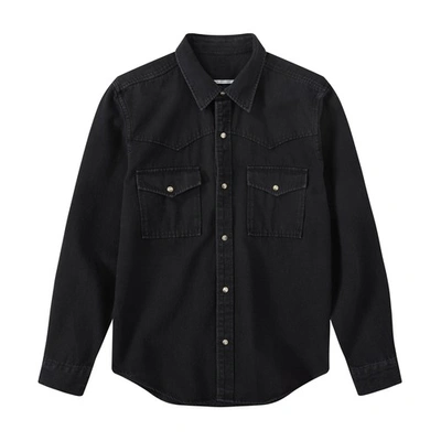 Shop Closed Relaxed Leather Shirt In Black
