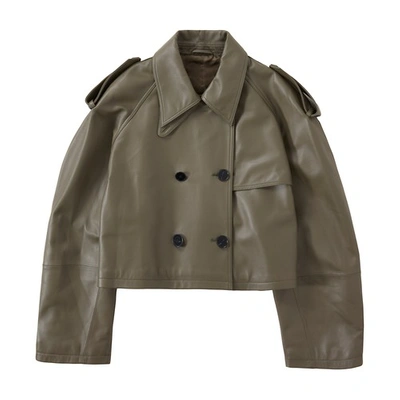 Shop Closed Cropped Trench Coat In Army_green